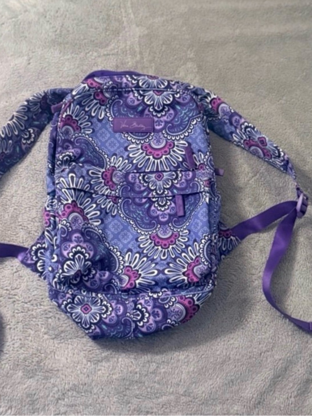 Vera Bradley Purple Paisley Floral Fabric Backpack | Lightweight Daypack